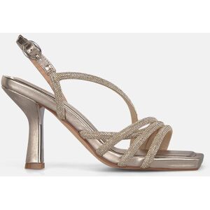 Alma en Pena Sandalias de tacón de mujer en piel con tiras tubulares metalizadas. (39) Oro mujer Alma en Pena Sandalias de tacón de mujer en piel con tiras tubulares metalizadas. (39) Oro mujer