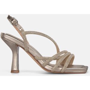 Alma en Pena Sandalias de tacón de mujer en piel con tiras tubulares metalizadas. (40) Oro mujer Alma en Pena Sandalias de tacón de mujer en piel con tiras tubulares metalizadas. (40) Oro mujer