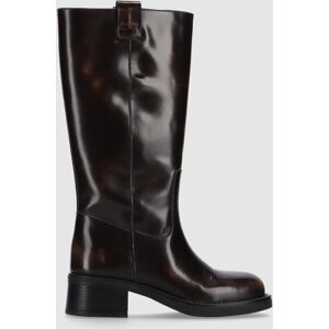 ALOHAS Botas de mujer de piel efecto desgastado y tacón bloque. (36) Marrón mujer ALOHAS Botas de mujer de piel efecto desgastado y tacón bloque. (36) Marrón mujer