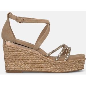 Alma en Pena Sandalias de cuña de mujer de esparto en piel con multiples tiras con transfer. (40) Arena mujer Alma en Pena Sandalias de cuña de mujer de esparto en piel con multiples tiras con transfer. (40) Arena mujer