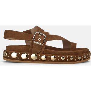 Alma en Pena Sandalias planas de mujer en piel con tiras anchas con hebilla metálica en la parte delantera. (40) Caramelo mujer Alma en Pena Sandalias planas de mujer en piel con tiras anchas con hebilla metálica en la parte delantera. (40) Caramelo mujer