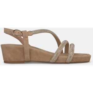 Alma en Pena Sandalias de cuña de mujer en piel con tiras tubulares de transfer. (39) Arena mujer Alma en Pena Sandalias de cuña de mujer en piel con tiras tubulares de transfer. (39) Arena mujer