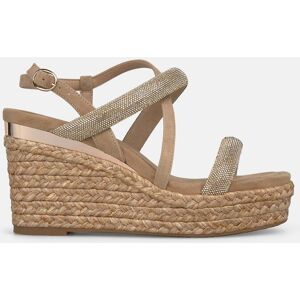 Alma en Pena Sandalias de cuña de mujer de esparto en piel con multiples tiras tubulares en la parte frontal. (39) Arena mujer Alma en Pena Sandalias de cuña de mujer de esparto en piel con multiples tiras tubulares en la parte frontal. (39) Arena mujer