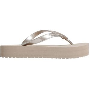 Calvin Chjanclas de mujer con plataforma y tiras metalizadas. (39) Plata mujer Calvin Chjanclas de mujer con plataforma y tiras metalizadas. (39) Plata mujer