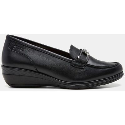 24HRS Mocasín cuña en piel negra. (38) Negro mujer 24HRS Mocasín cuña en piel negra. (38) Negro mujer