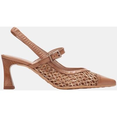 Hispanitas Zapatos mujer merceditas de tacón destalonados en piel y rafia al tono. (35) Marrón Suave mujer Hispanitas Zapatos mujer merceditas de tacón destalonados en piel y rafia al tono. (35) Marrón Suave mujer
