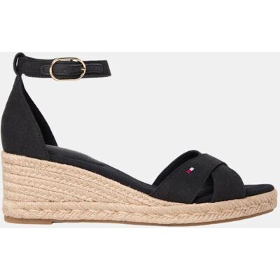 Tommy Hilfiger Cuña yute de algodón cruzada. (38) Negro mujer Tommy Hilfiger Cuña yute de algodón cruzada. (38) Negro mujer