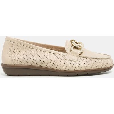 24HRS Mocasín en piel blanca con cadena de eslabones. (39) Natural mujer 24HRS Mocasín en piel blanca con cadena de eslabones. (39) Natural mujer