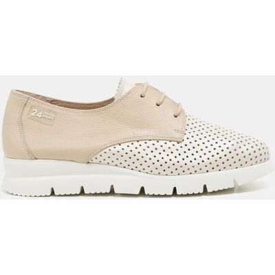 24HRS Blucher en piel beig con calados. (38) Natural mujer 24HRS Blucher en piel beig con calados. (38) Natural mujer
