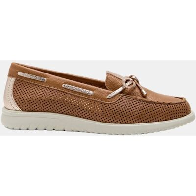 24HRS Mocasín tipo pasacintas en piel color lino. (39) Cuero mujer 24HRS Mocasín tipo pasacintas en piel color lino. (39) Cuero mujer