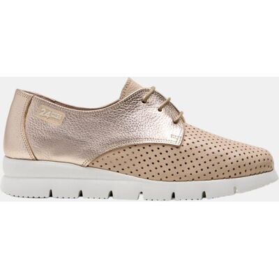 24HRS Blucher en piel nuede y piel metal platino. (39) Natural mujer 24HRS Blucher en piel nuede y piel metal platino. (39) Natural mujer