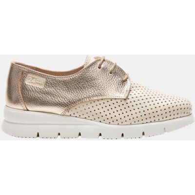 24HRS Blucher en piel nuede y piel metal platino. (39) Beige mujer 24HRS Blucher en piel nuede y piel metal platino. (39) Beige mujer