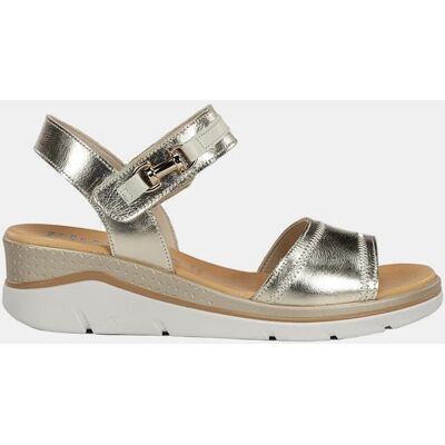 Fluchos Sandalia de mujer en piel con cierre velcro. (40) Plata mujer Fluchos Sandalia de mujer en piel con cierre velcro. (40) Plata mujer