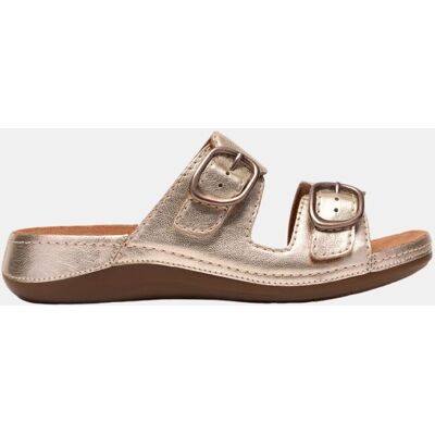 Clarks SANDALIA Cecily Step Champagne Lea en color Champagne Lea con suela de TPR. (37) Amarillo mujer Clarks SANDALIA Cecily Step Champagne Lea en color Champagne Lea con suela de TPR. (37) Amarillo mujer