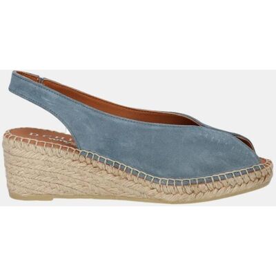 D'Chicas Alpargata mujer peep toes en piel serraje en cuña yuteflex. (38) Azul mujer D'Chicas Alpargata mujer peep toes en piel serraje en cuña yuteflex. (38) Azul mujer