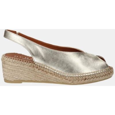 D'Chicas Alpargata mujer peep toes en piel serraje en cuña yuteflex. (36) Oro mujer D'Chicas Alpargata mujer peep toes en piel serraje en cuña yuteflex. (36) Oro mujer