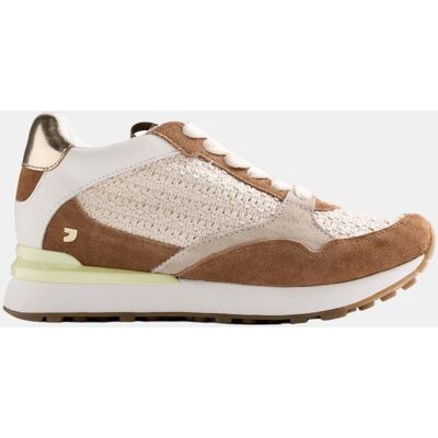 Gioseppo Zapatilla cuña piel y crochet. Marrón mujer Gioseppo Zapatilla cuña piel y crochet. Marrón mujer