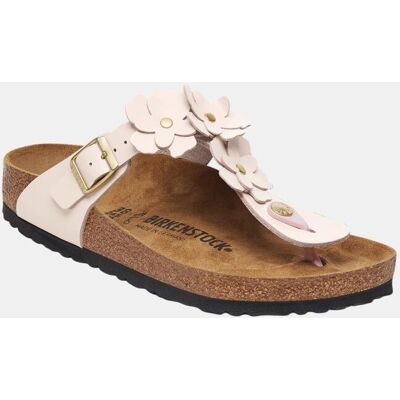 Birkenstock Gizeh en cuero natural con detalles florales. Rosa palo mujer Birkenstock Gizeh en cuero natural con detalles florales. Rosa palo mujer