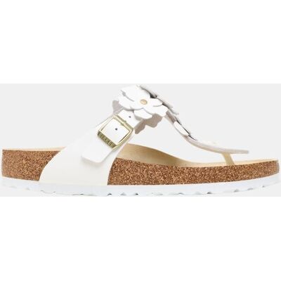 Birkenstock Gizeh en cuero natural con detalles florales. Blanco mujer Birkenstock Gizeh en cuero natural con detalles florales. Blanco mujer
