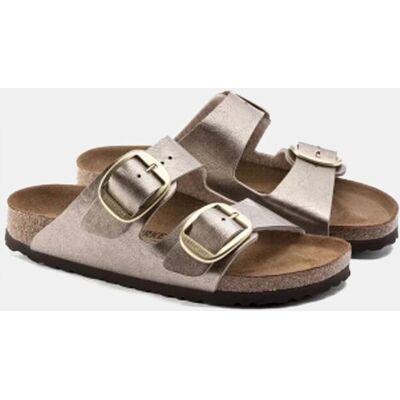 Birkenstock Sandalias planas Arizona Big Buckle de mujer en piel sintética. (37) Marrón topo mujer Birkenstock Sandalias planas Arizona Big Buckle de mujer en piel sintética. (37) Marrón topo mujer