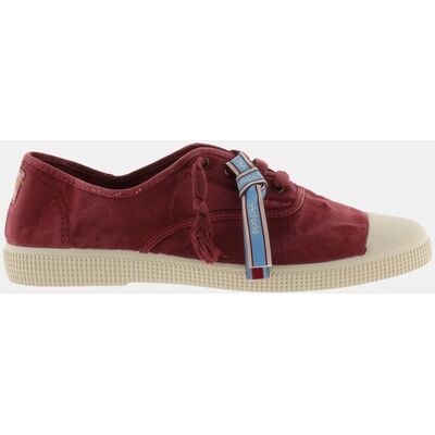Victoria Zapatillas básicas unisex de lona envejecida DREC con cordones al tono y accesorio pulsera. (36) Rojo Granate mujer Victoria Zapatillas básicas unisex de lona envejecida DREC con cordones al tono y accesorio pulsera. (36) Rojo Granate mujer