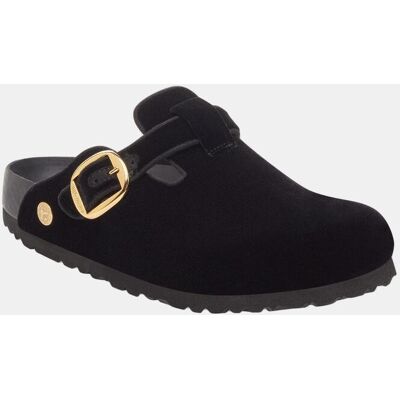 Birkenstock Zueco de mujer con hebilla grande en terciopelo. (40) Negro mujer Birkenstock Zueco de mujer con hebilla grande en terciopelo. (40) Negro mujer