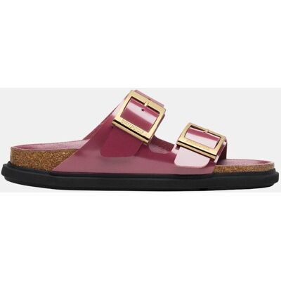 Birkenstock Sandalia de mujer de tres tiras en cuero natural esmaltado. (39) Rojo cereza mujer Birkenstock Sandalia de mujer de tres tiras en cuero natural esmaltado. (39) Rojo cereza mujer
