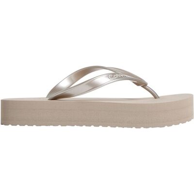 Calvin Chjanclas de mujer con plataforma y tiras metalizadas. (41) Plata mujer Calvin Chjanclas de mujer con plataforma y tiras metalizadas. (41) Plata mujer