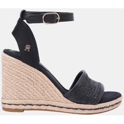 Tommy Hilfiger Cuña alta de mujer de rafia en color negro de . (37) Negro mujer Tommy Hilfiger Cuña alta de mujer de rafia en color negro de . (37) Negro mujer