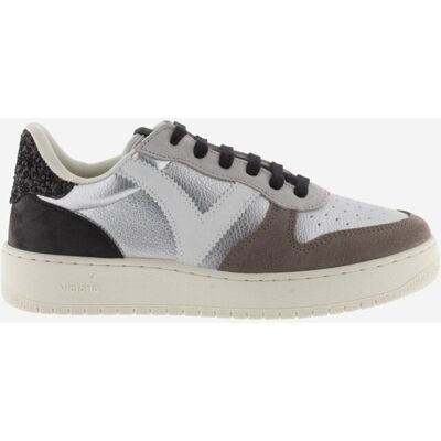 Victoria Zapatillas deportivas de mujer metalizadas con piezas de serraje y trasera de glitter. (37) Plata mujer Victoria Zapatillas deportivas de mujer metalizadas con piezas de serraje y trasera de glitter. (37) Plata mujer