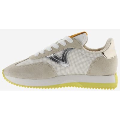 Victoria Zapatillas deportivas de mujer de nylon con piezas de serraje y metalizadas y suela en sierra. (36) Beige mujer Victoria Zapatillas deportivas de mujer de nylon con piezas de serraje y metalizadas y suela en sierra. (36) Beige mujer