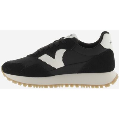 Victoria Zapatillas deportivas de mujer de nylon con piezas de color y serraje en contraste y suela dentada. (36) Negro / Blanco mujer Victoria Zapatillas deportivas de mujer de nylon con piezas de color y serraje en contraste y suela dentada. (36) Negro / Blanco mujer
