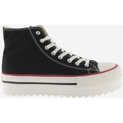 Victoria Zapatillas altas de mujer de lona con sello retro y suela doble en sierra. (38) Negro mujer Victoria Zapatillas altas de mujer de lona con sello retro y suela doble en sierra. (38) Negro mujer