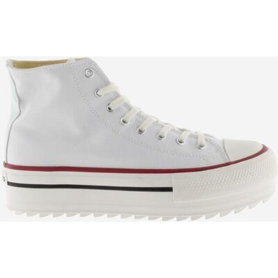 Victoria Zapatillas altas de mujer de lona con sello retro y suela doble en sierra. (39) Blanco mujer Victoria Zapatillas altas de mujer de lona con sello retro y suela doble en sierra. (39) Blanco mujer