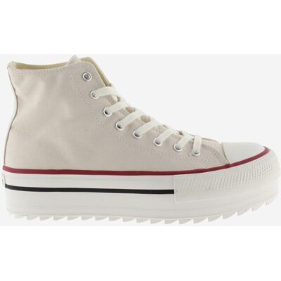 Victoria Zapatillas altas de mujer de lona con sello retro y suela doble en sierra. (38) Crudo mujer Victoria Zapatillas altas de mujer de lona con sello retro y suela doble en sierra. (38) Crudo mujer