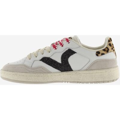 Victoria Zapatillas deportivas de mujer de piel con piezas de glitter y animal print. (40) Blanco mujer Victoria Zapatillas deportivas de mujer de piel con piezas de glitter y animal print. (40) Blanco mujer