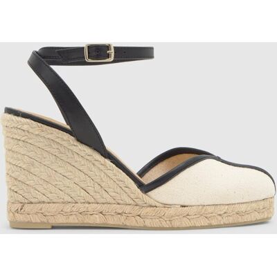 Castañer Alpargatas de cuña de mujer Cecilia con pala en v y cierre de hebilla. (36) Crudo mujer Castañer Alpargatas de cuña de mujer Cecilia con pala en v y cierre de hebilla. (36) Crudo mujer