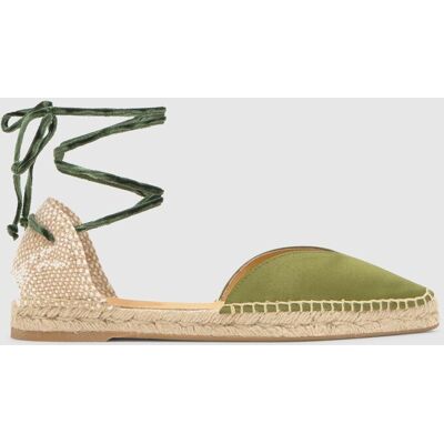Castañer Alpargatas con cintas de mujer planas Brava con pala en v y suela de yute. (40) Verde Oliva mujer Castañer Alpargatas con cintas de mujer planas Brava con pala en v y suela de yute. (40) Verde Oliva mujer