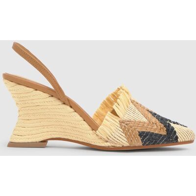 Castañer Mules de tacón de mujer destalonados Johana en rafia natural bordada. (37) Multicolor mujer Castañer Mules de tacón de mujer destalonados Johana en rafia natural bordada. (37) Multicolor mujer