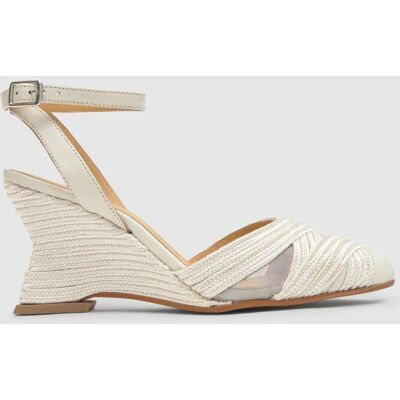 Castañer Zapato de salón de mujer Joy con cuña y cierre de hebilla. (41) Blanco mujer Castañer Zapato de salón de mujer Joy con cuña y cierre de hebilla. (41) Blanco mujer