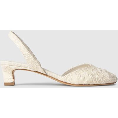 Castañer Mules de tacón de mujer destalonados Aran en tejido jacquard floral. (37) Crudo mujer Castañer Mules de tacón de mujer destalonados Aran en tejido jacquard floral. (37) Crudo mujer