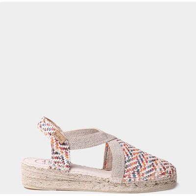 Toni Alpargatas de cuña de mujer de tejido estampado con elásticos. (34) Multicolor mujer Toni Alpargatas de cuña de mujer de tejido estampado con elásticos. (34) Multicolor mujer