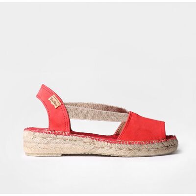 Toni Alpargatas planas de mujer de ante con elásticos. (34) Rojo mujer Toni Alpargatas planas de mujer de ante con elásticos. (34) Rojo mujer