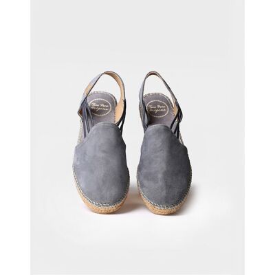 Toni Alpargatas de cuña de mujer de ante con elásticos. (33) Gris mujer Toni Alpargatas de cuña de mujer de ante con elásticos. (33) Gris mujer
