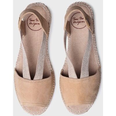 Toni Alpargatas planas de mujer de ante con elásticos. (34) Beige mujer Toni Alpargatas planas de mujer de ante con elásticos. (34) Beige mujer