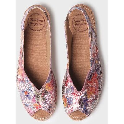 Toni Alpargatas de cuña de mujer de piel estilo peep toe. (34) Multicolor mujer Toni Alpargatas de cuña de mujer de piel estilo peep toe. (34) Multicolor mujer