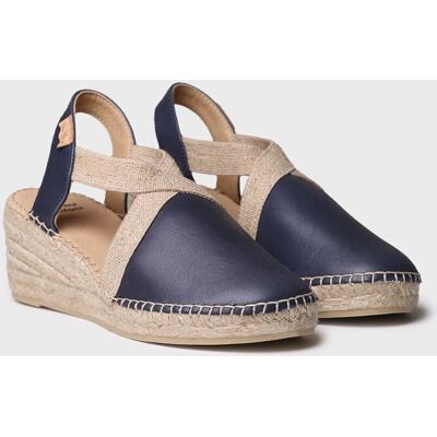 Toni Alpargatas de cuña de mujer de piel de la colección comfort. (42) Azul marino mujer Toni Alpargatas de cuña de mujer de piel de la colección comfort. (42) Azul marino mujer