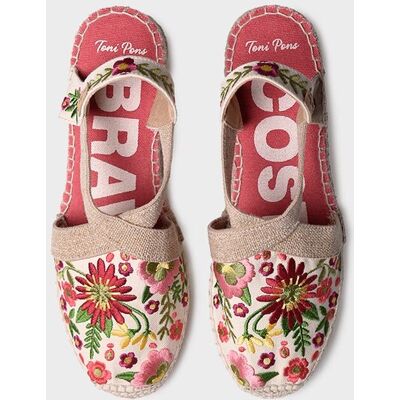 Toni Alpargatas planas de mujer estampadas con elásticos. (39) Rosa mujer Toni Alpargatas planas de mujer estampadas con elásticos. (39) Rosa mujer