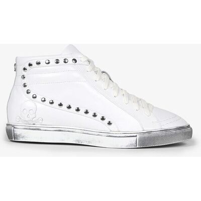Scalpers Zapatillas altas de mujer de piel abotinadas con tachuelas. (40) Blanco mujer Scalpers Zapatillas altas de mujer de piel abotinadas con tachuelas. (40) Blanco mujer