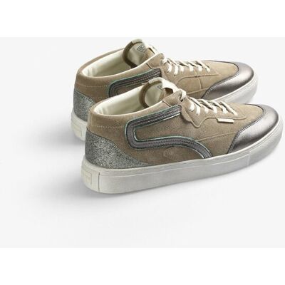 Scalpers Zapatillas altas de mujer con cordones y detalles metalizados. (36) Kaki mujer Scalpers Zapatillas altas de mujer con cordones y detalles metalizados. (36) Kaki mujer